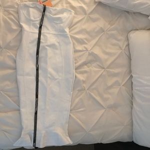 Roxina White Bandage Frill Hem Midi Dress